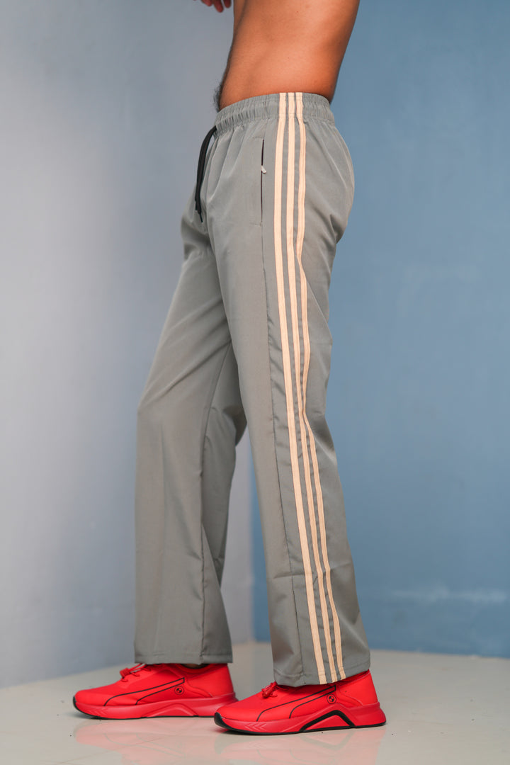 Triple-Stripe Street Baggy Track Pants for Men – Gym & Daily Wear -Ash with Sandle