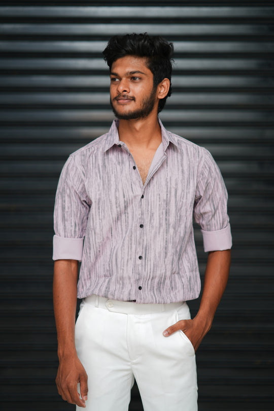 Men’s Smoky Drift Texture Printed Full Sleeve Casual Shirt - Pink – 7MAN Men's Fashion India