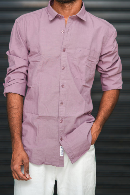 Men’s Full Sleeve Cotton Casual Shirt | Trendy Plain Slim Fit Shirt for Men - Pink – alternate view – 7MAN India