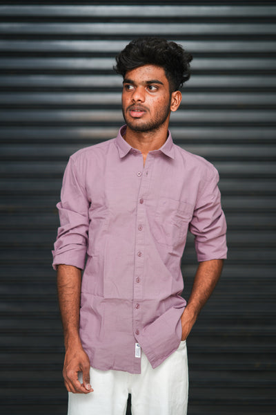 Men’s Full Sleeve Cotton Casual Shirt | Trendy Plain Slim Fit Shirt for Men - Pink