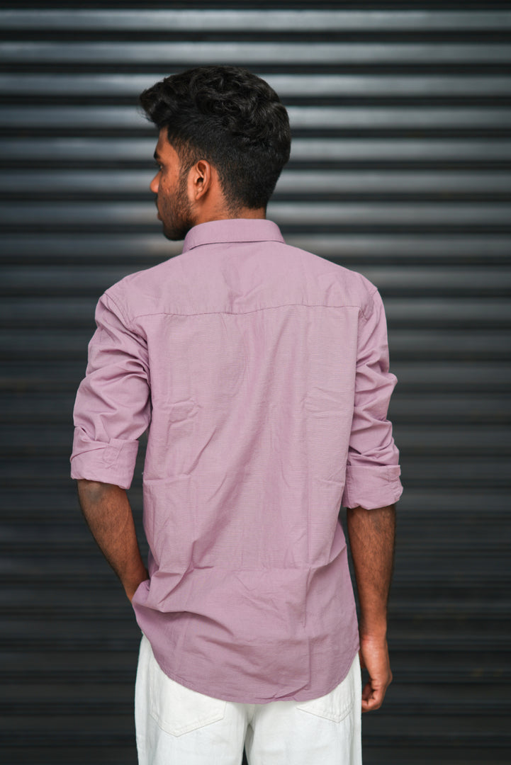 Men’s Full Sleeve Cotton Casual Shirt | Trendy Plain Slim Fit Shirt for Men - Pink