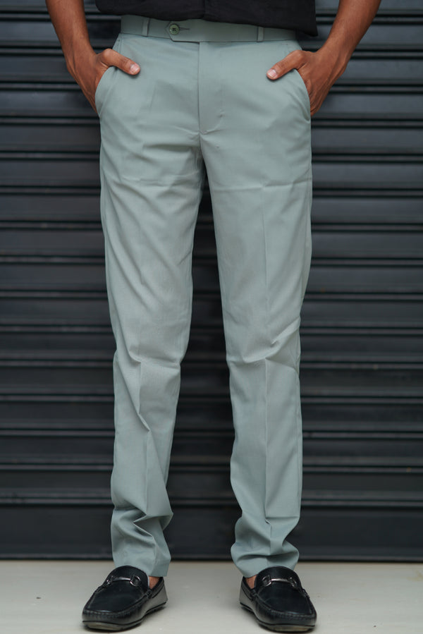 Men’s Premium Polo Fit Pants | Formal & Casual Slim Fit Bottom Wear - Mint Grey
