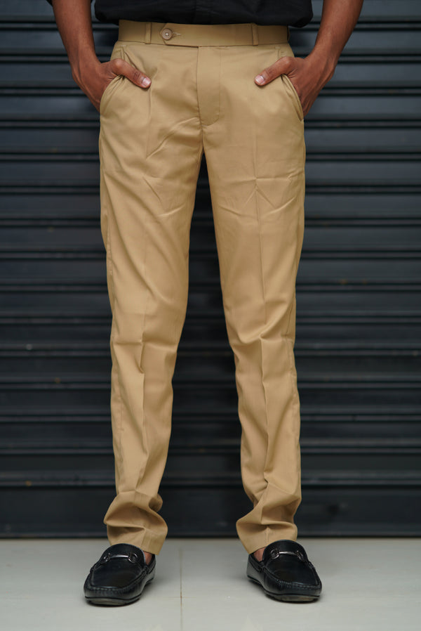 Men’s Premium Polo Fit Pants | Formal & Casual Slim Fit Bottom Wear - Beige