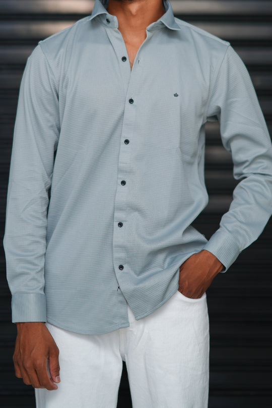 Premium Full Sleeve Plain Shirt for Men | Soft Comfortable Daily Wear Shirt - Light Blue – alternate view – 7MAN India