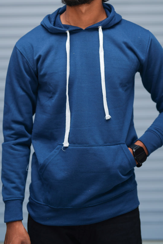 Men’s Hoodie Oversized Fit | Trending Streetwear Pullover Sweatshirt - Denim Blue – alternate view – 7MAN India
