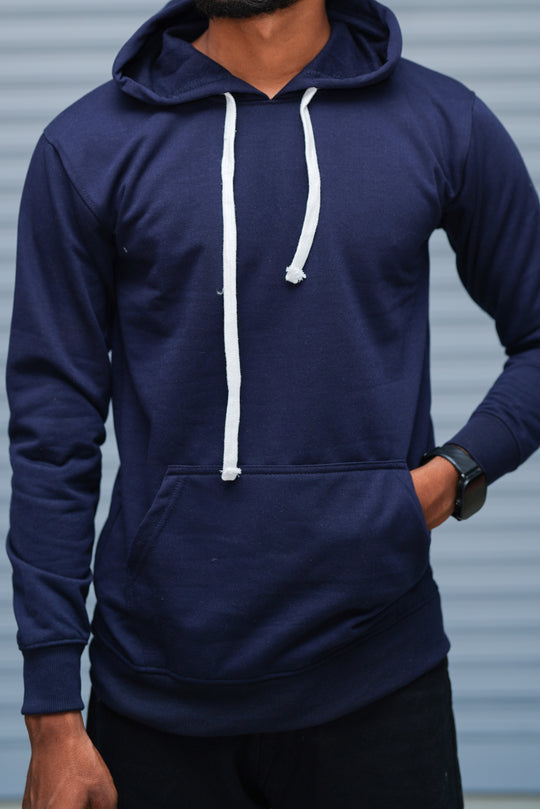 Men’s Hoodie Oversized Fit | Trending Streetwear Pullover Sweatshirt - Navy Blue – alternate view – 7MAN India