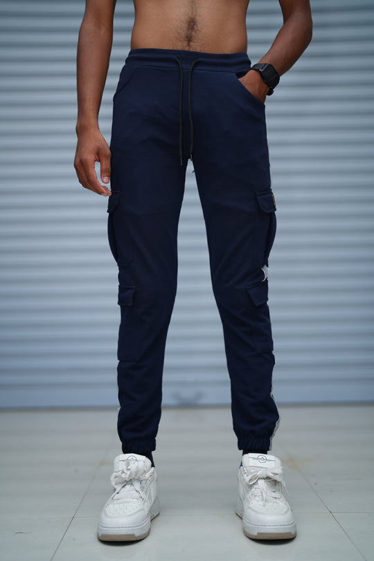 Men’s Cargo Track Pant 6 Pocket – Trendy Streetwear Joggers for Men - Navy Blue – alternate view – 7MAN India