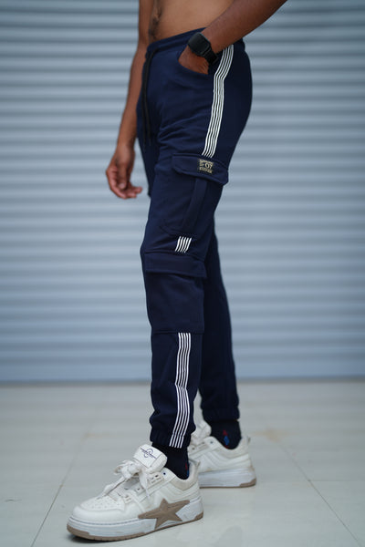 Men’s Cargo Track Pant 6 Pocket – Trendy Streetwear Joggers for Men - Navy Blue