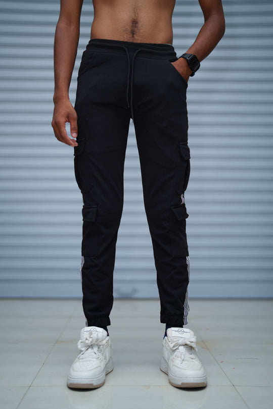 Men’s Cargo Track Pant 6 Pocket – Trendy Streetwear Joggers for Men - Black – alternate view – 7MAN India