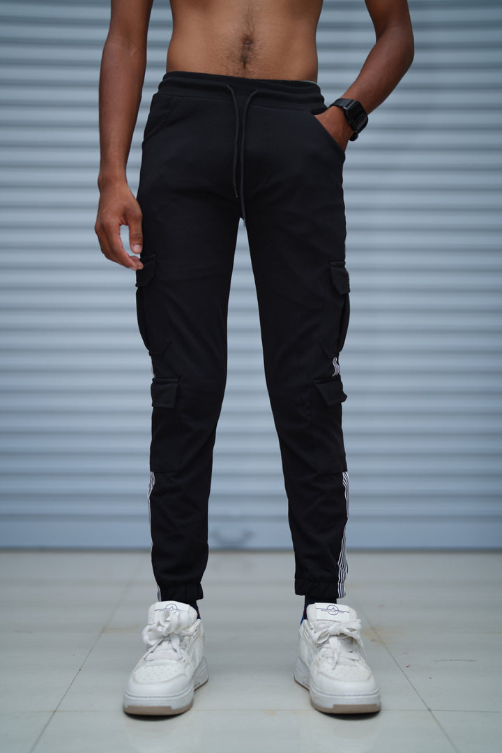 Men’s Cargo Track Pant 6 Pocket – Trendy Streetwear Joggers for Men - Black