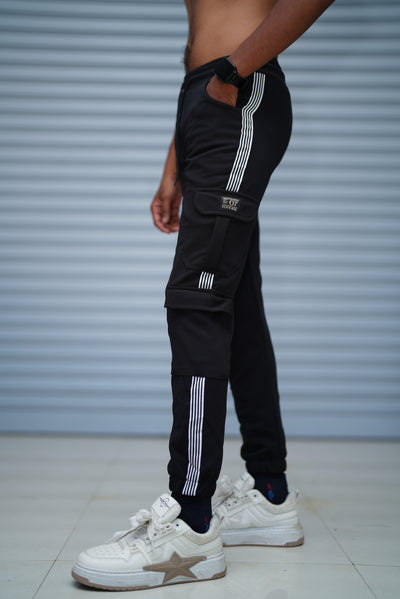 Men’s Cargo Track Pant 6 Pocket – Trendy Streetwear Joggers for Men - Black