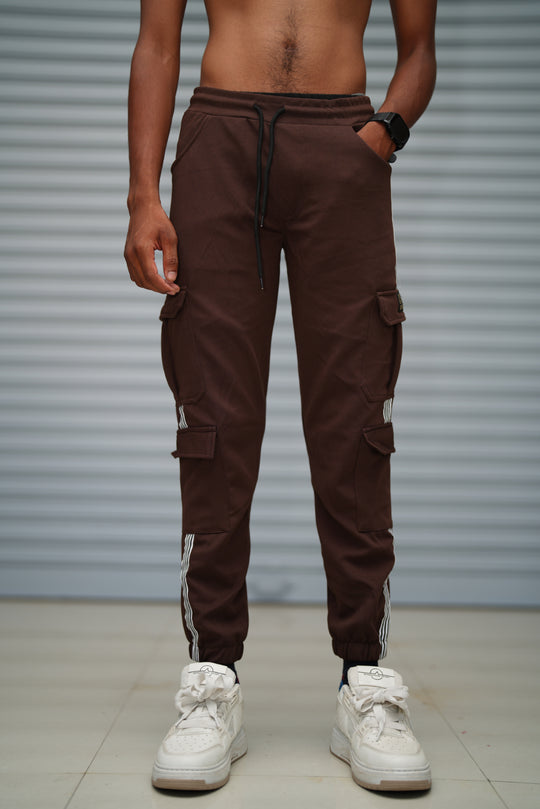 Men’s Cargo Track Pant 6 Pocket – Trendy Streetwear Joggers for Men - Brown – alternate view – 7MAN India