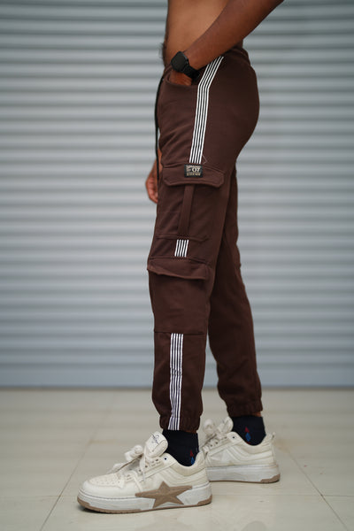 Men’s Cargo Track Pant 6 Pocket – Trendy Streetwear Joggers for Men - Brown