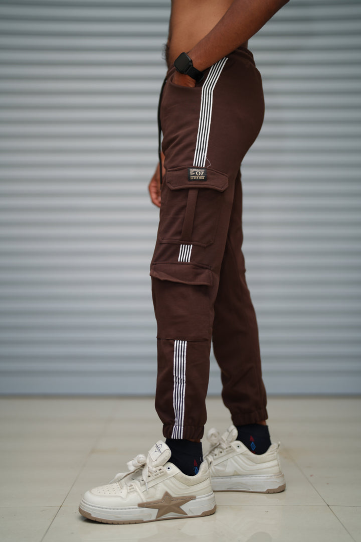 Men’s Cargo Track Pant 6 Pocket – Trendy Streetwear Joggers for Men - Brown