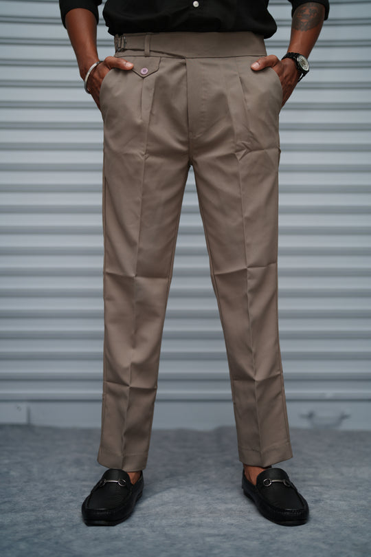 Men’s Gurkha Fit Formal Pant – Premium Slim Fit Trouser for Men - Light Brown – alternate view – 7MAN India