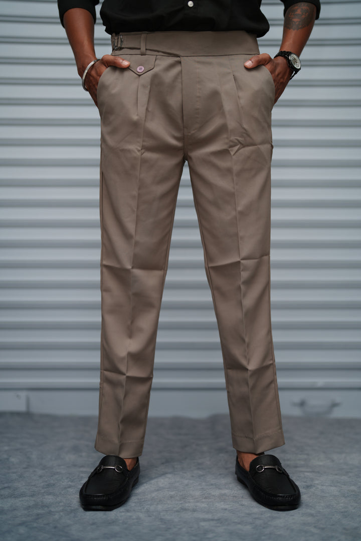 Men’s Gurkha Fit Formal Pant – Premium Slim Fit Trouser for Men - Light Brown