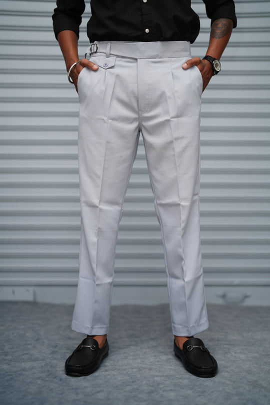 Men’s Gurkha Fit Formal Pant – Premium Slim Fit Trouser for Men - Light Grey – alternate view – 7MAN India
