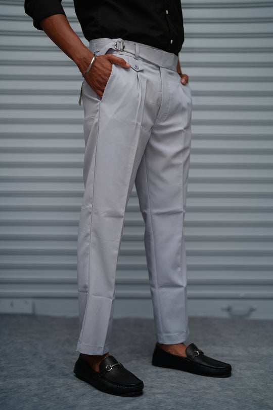 Men’s Gurkha Fit Formal Pant – Premium Slim Fit Trouser for Men - Light Grey – 7MAN Men's Fashion India