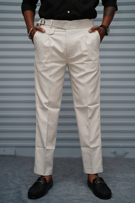 Men’s Gurkha Fit Formal Pant – Premium Slim Fit Trouser for Men - Off White – alternate view – 7MAN India
