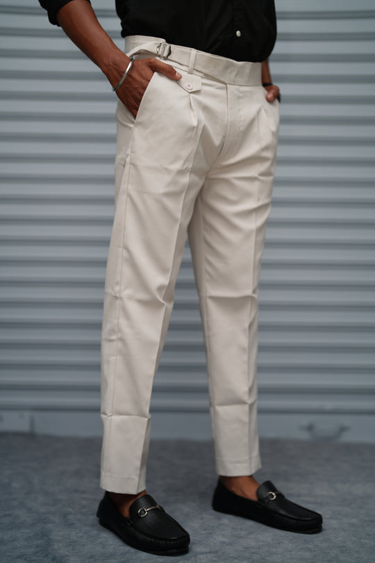 Men’s Gurkha Fit Formal Pant – Premium Slim Fit Trouser for Men - Off White – 7MAN Men's Fashion India