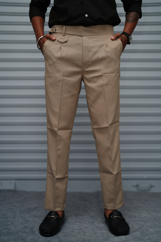 Men’s Gurkha Fit Formal Pant – Premium Slim Fit Trouser for Men - Beige – alternate view – 7MAN India