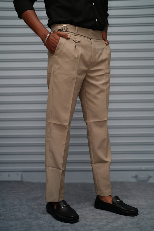 Men’s Gurkha Fit Formal Pant – Premium Slim Fit Trouser for Men - Beige – 7MAN Men's Fashion India