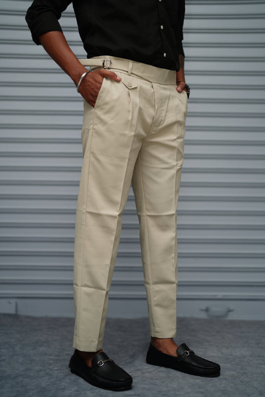Men’s Gurkha Fit Formal Pant – Premium Slim Fit Trouser for Men - Light Cream – 7MAN Men's Fashion India
