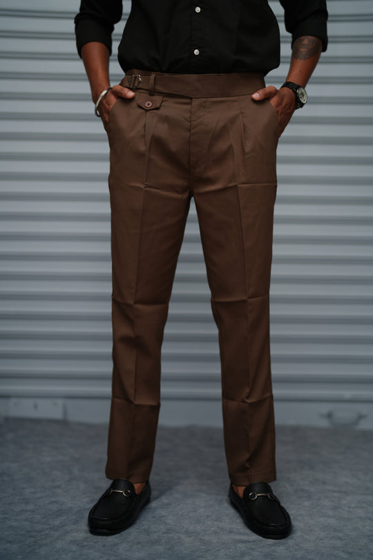 Men’s Gurkha Fit Formal Pant – Premium Slim Fit Trouser for Men - Coffee Brown – alternate view – 7MAN India