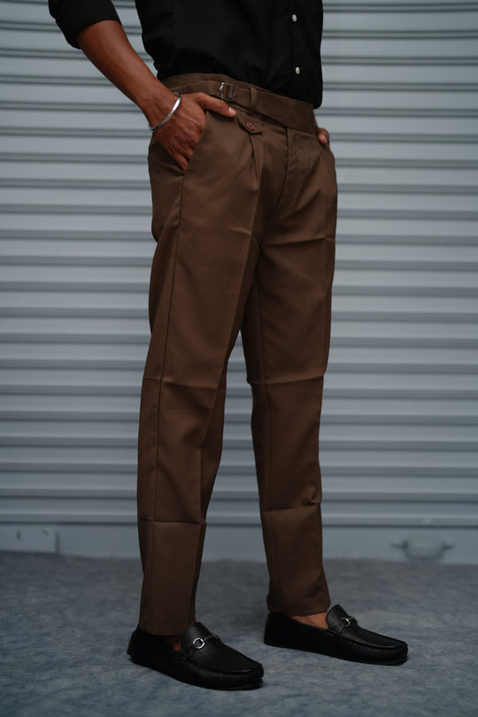 Men’s Gurkha Fit Formal Pant – Premium Slim Fit Trouser for Men - Coffee Brown – 7MAN Men's Fashion India