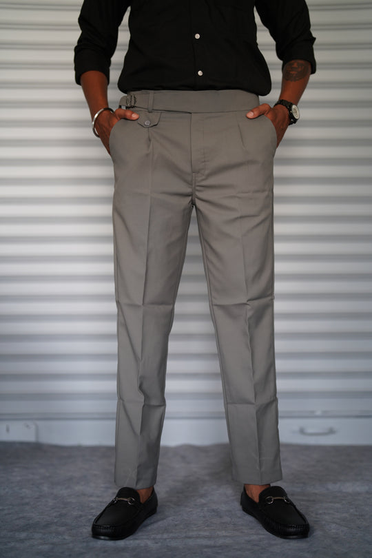 Men’s Gurkha Fit Formal Pant – Premium Slim Fit Trouser for Men - Grey – alternate view – 7MAN India