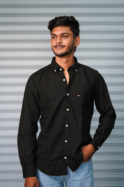 Premium Cotton Formal Shirt for Men | Trendy Slim Fit Casual Office Wear Shirt - Black