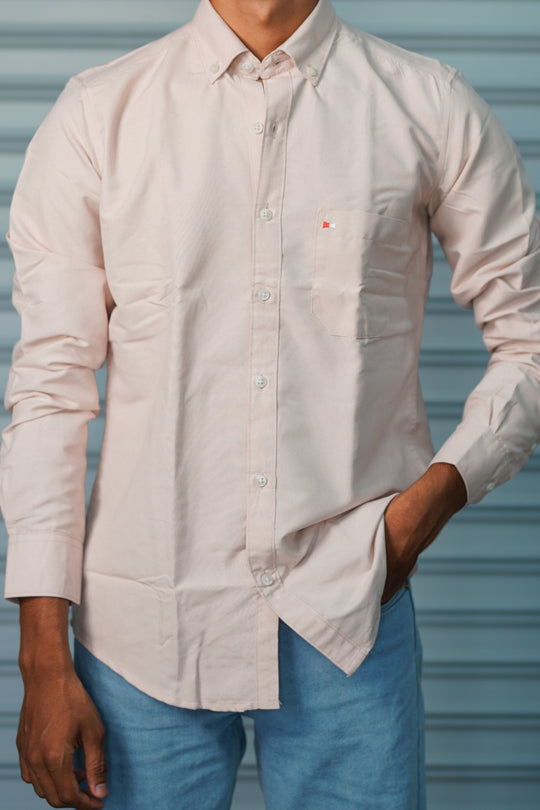Premium Cotton Formal Shirt for Men | Trendy Slim Fit Casual Office Wear Shirt - Light Pink – alternate view – 7MAN India