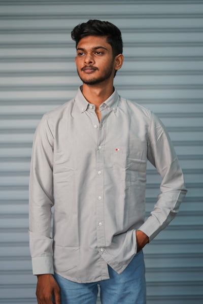 Premium Cotton Formal Shirt for Men | Trendy Slim Fit Casual Office Wear Shirt - Light Grey