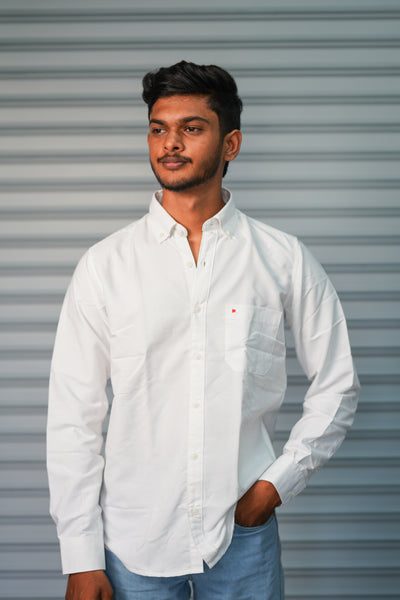 Premium Cotton Formal Shirt for Men | Trendy Slim Fit Casual Office Wear Shirt - White