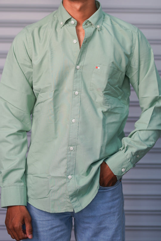Premium Cotton Formal Shirt for Men | Trendy Slim Fit Casual Office Wear Shirt - Mint Green – alternate view – 7MAN India