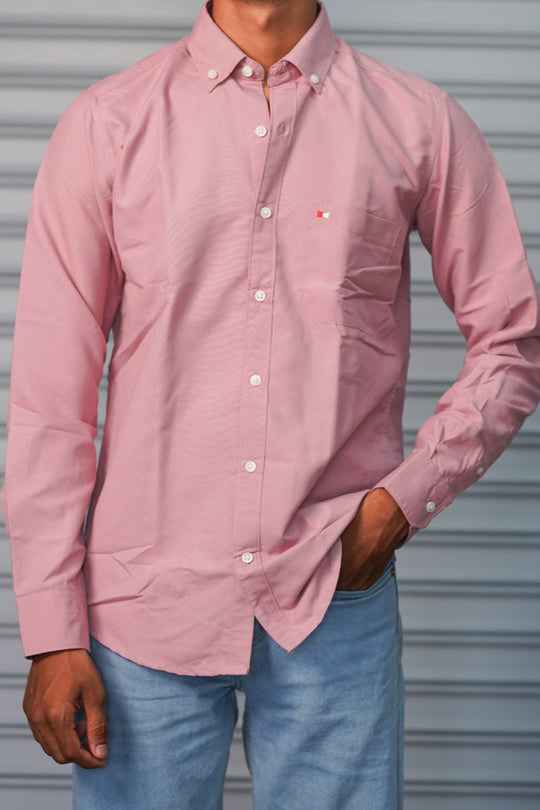 Premium Cotton Formal Shirt for Men | Trendy Slim Fit Casual Office Wear Shirt - Rose Pink – alternate view – 7MAN India