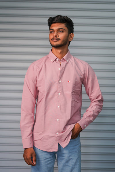 Premium Cotton Formal Shirt for Men | Trendy Slim Fit Casual Office Wear Shirt - Rose Pink