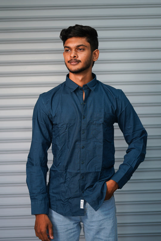 Men’s Solid Shirt | Smart Casual Cotton Shirt for Daily Wear & Office Look - Navy Blue – 7MAN Men's Fashion India