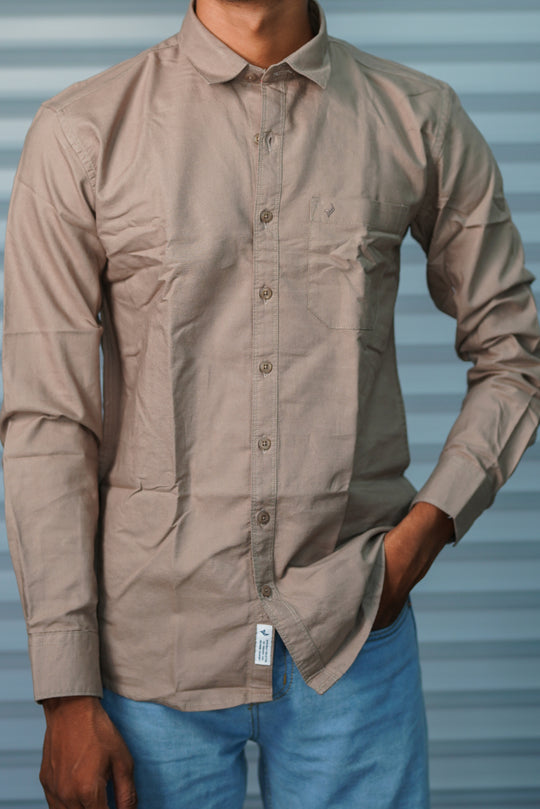 Men’s Solid Shirt | Smart Casual Cotton Shirt for Daily Wear & Office Look - Sand Beige – alternate view – 7MAN India