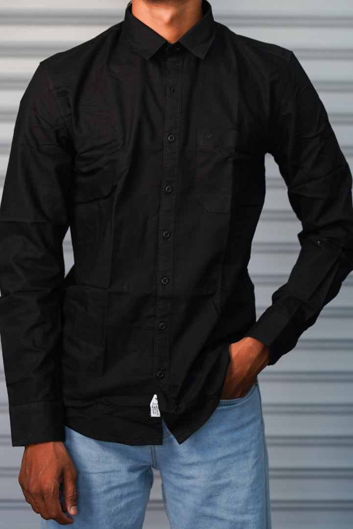 Men’s Solid Shirt | Smart Casual Cotton Shirt for Daily Wear & Office Look - Black