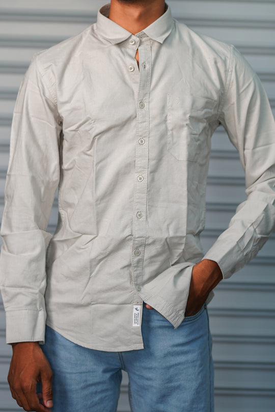 Men’s Solid Shirt | Smart Casual Cotton Shirt for Daily Wear & Office Look - Ash Grey – alternate view – 7MAN India