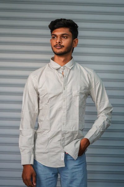 Men’s Solid Shirt | Smart Casual Cotton Shirt for Daily Wear & Office Look - Ash Grey