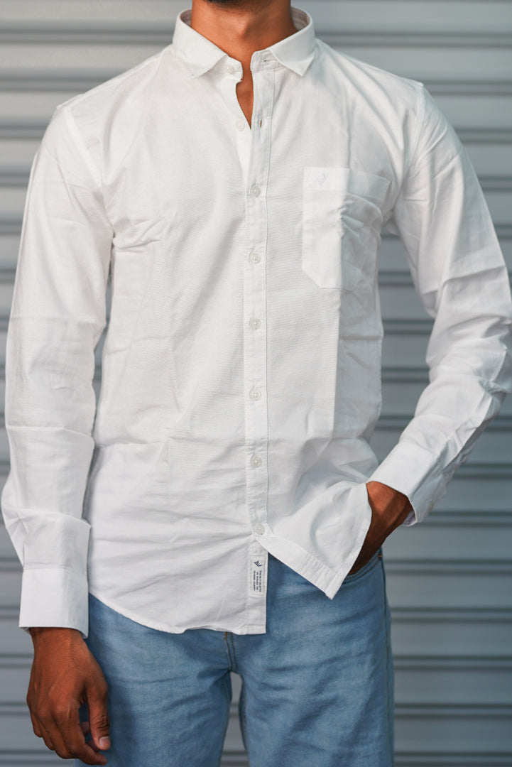 Men’s Solid Shirt | Smart Casual Cotton Shirt for Daily Wear & Office Look - White