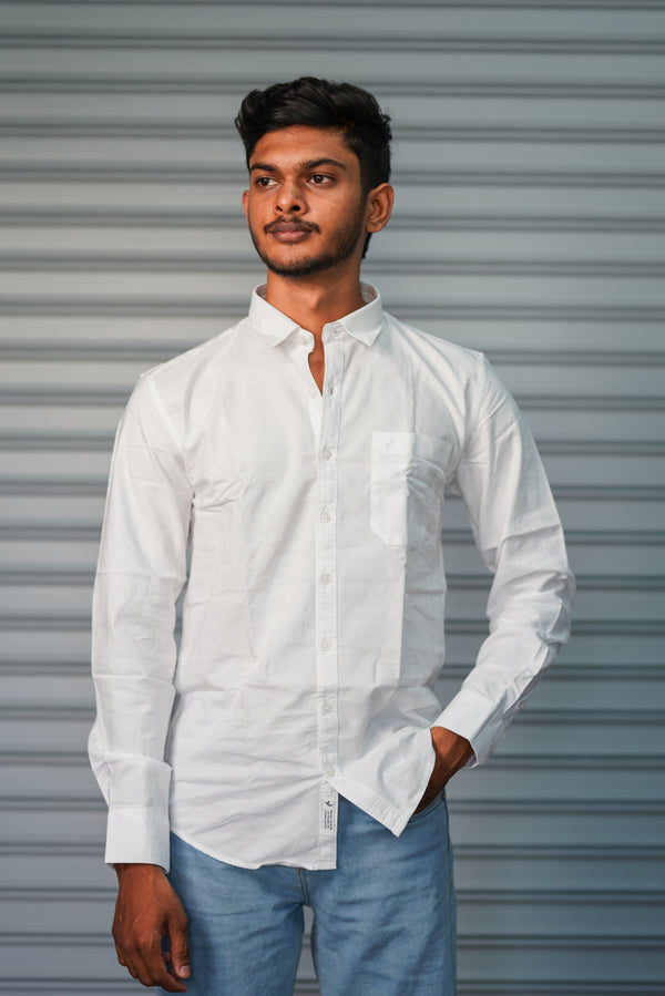 Men’s Solid Shirt | Smart Casual Cotton Shirt for Daily Wear & Office Look - White