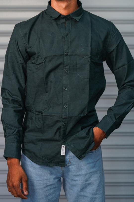 Men’s Solid Shirt | Smart Casual Cotton Shirt for Daily Wear & Office Look - Teal Green – alternate view – 7MAN India