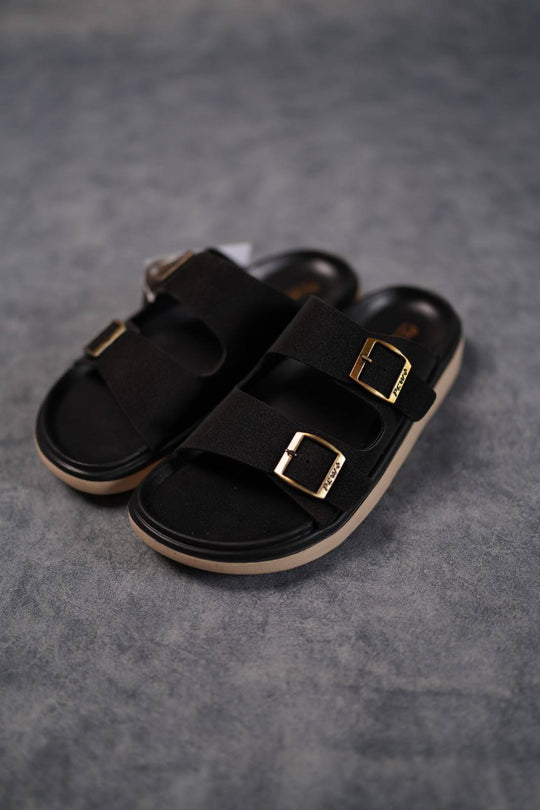 Men’s Premium Dual Strap Slippers for Daily Wear | Trendy Casual Slides - Dabang-2(Black) – 7MAN Men's Fashion India