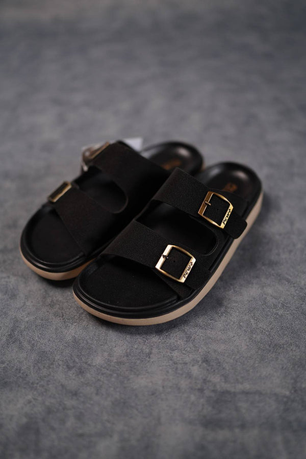 Men’s Premium Dual Strap Slippers for Daily Wear | Trendy Casual Slides - Dabang-2(Black)