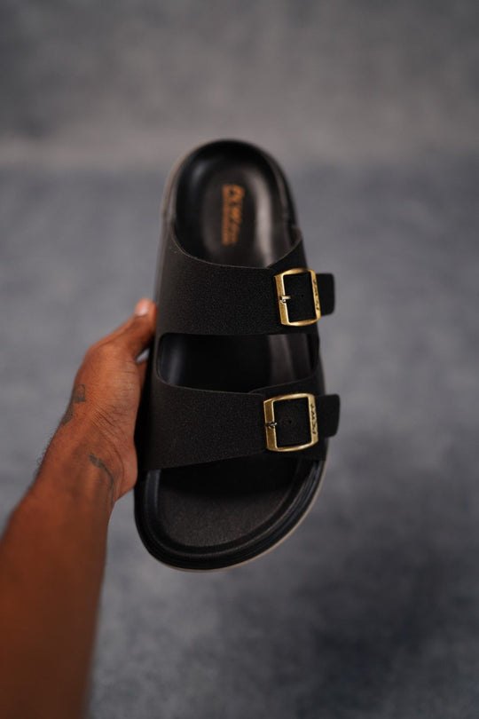 Men’s Premium Dual Strap Slippers for Daily Wear | Trendy Casual Slides - Dabang-2(Black) – alternate view – 7MAN India