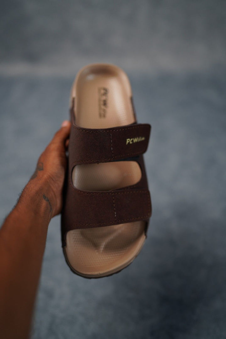 Men’s Premium Dual Strap Slippers for Daily Wear | Trendy Casual Slides - Bitcoin-4(Brown)