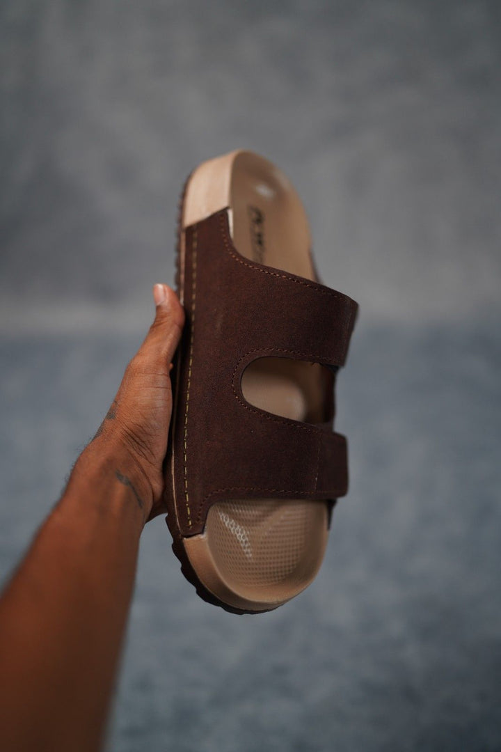 Men’s Premium Dual Strap Slippers for Daily Wear | Trendy Casual Slides - Bitcoin-4(Brown)